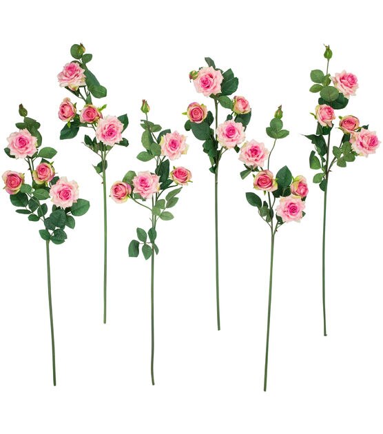 Northlight 35" Coral Rose Stems 6ct