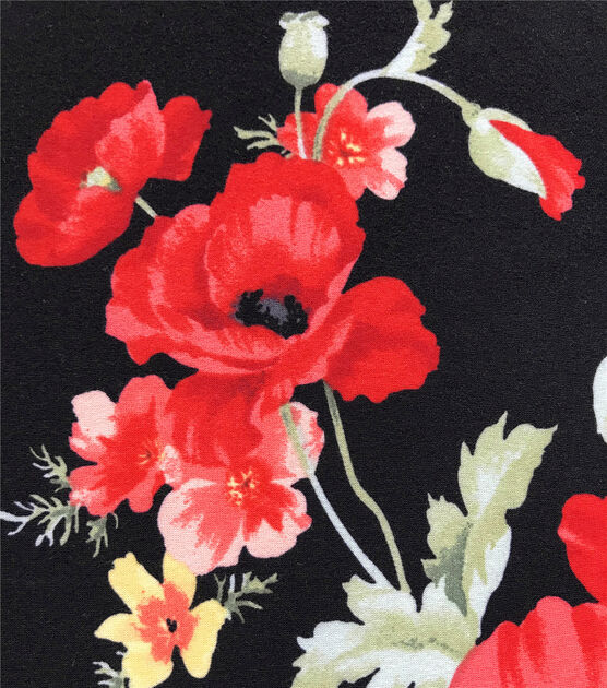 Red Poppies Double Brush Jersey Knit Fabric, , hi-res, image 3