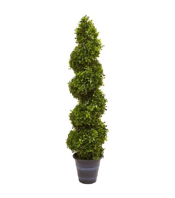 Nearly Natural Boxwood Spiral Topiary Planter
