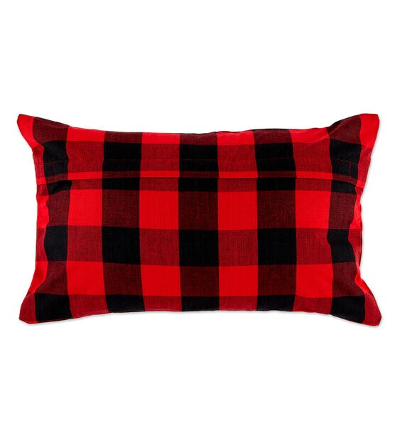 Design Imports Buffalo Check Set of 4 Pillow Covers Red & Black