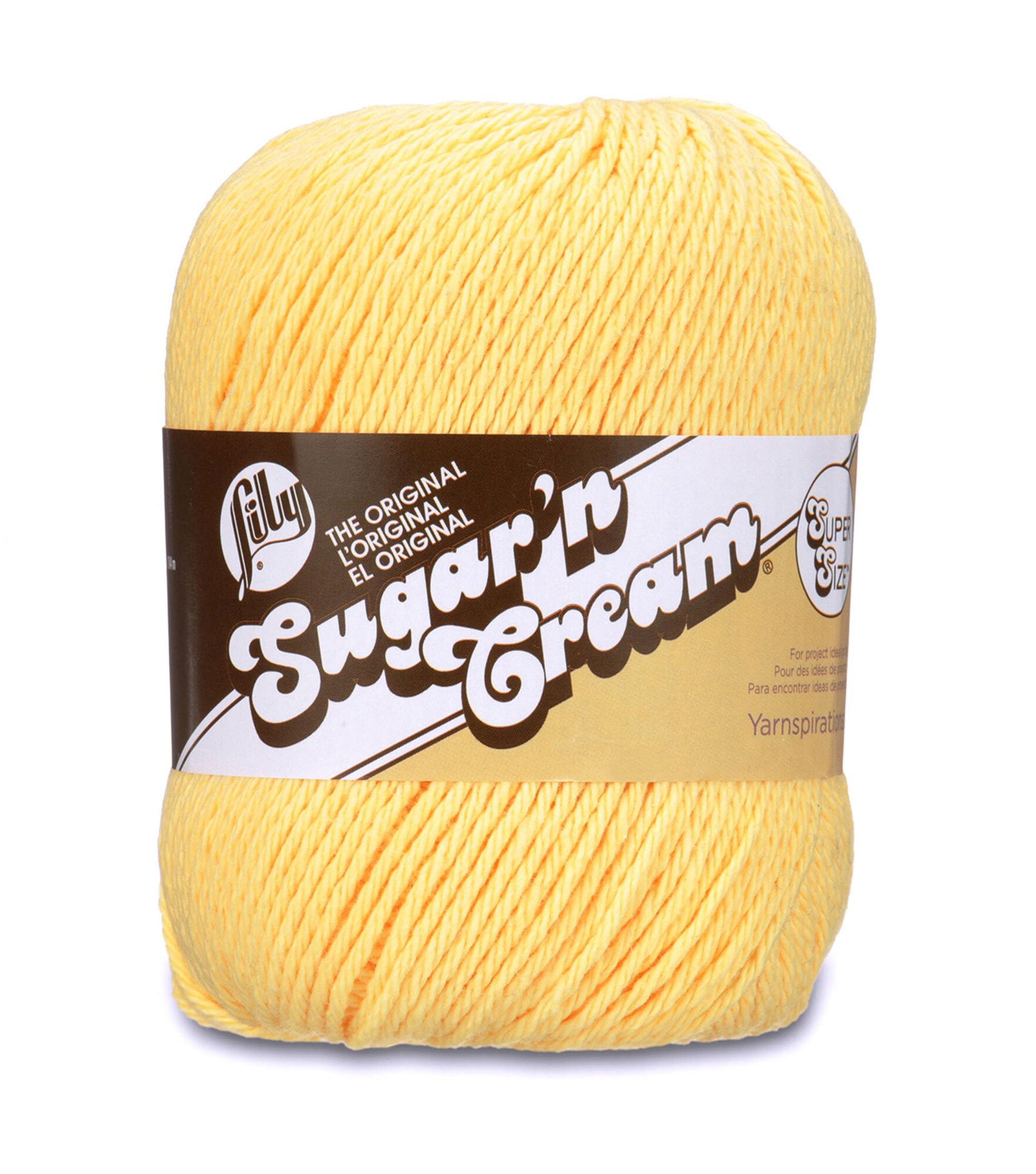 Lily Sugar'n Cream Super Size Worsted Cotton Yarn, Yellow, hi-res