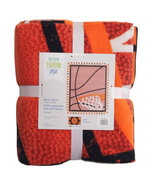 48" Wide Basketball No Sew Fleece Blanket, , hi-res, image 2