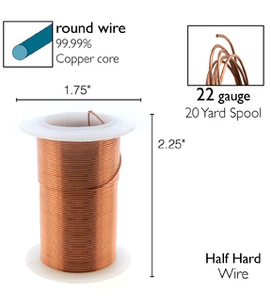 Rose Gold Colored Copper Wire, Anti-Tarnish, 22 Gauge, 10 Yards