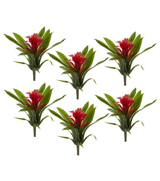 Nearly Natural 11 Spring Red Bromeliad Artificial Flower Stems