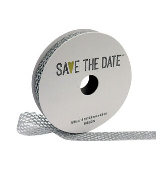 Save the Date 2.5 x 15' Black Lace Ribbon