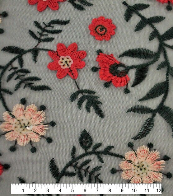 3D Flower Embellishment Mesh Apparel Fabric, , hi-res, image 2