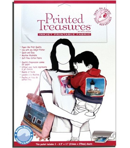 Dritz 8.5" x 11" Printed Treasures Iron On Inkjet Fabric Sheets 3pk