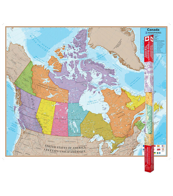 Hemispheres 38" x 47" Canada Laminated Map