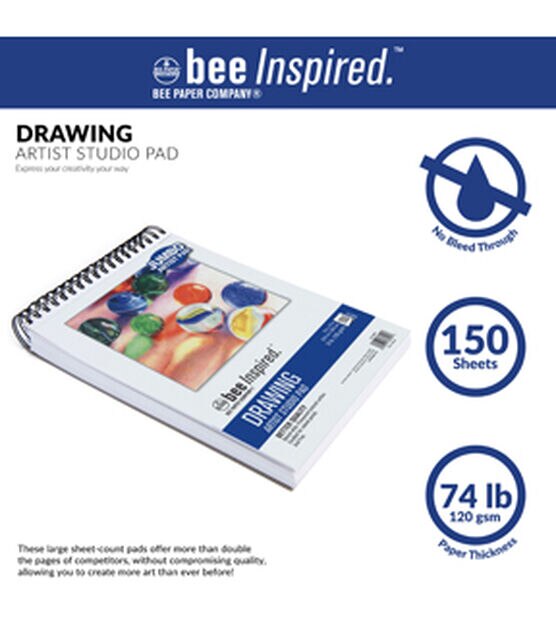 Bee Paper - 9 x 12 Studio Artist Sketching Pad, Spiral Bound
