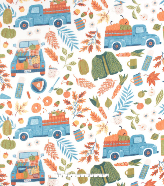 Trucks & Leaves Anti Pill Fleece Fabric, , hi-res, image 4