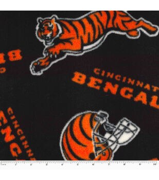 Cincinnati Bengals Fleece Fabric 58'-Tossed Print