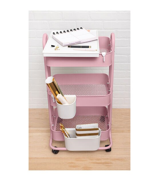 Top Notch 17 Rolling 3 Tier Metal Storage Cart - Pink - Storage Carts & Accessories - Storage & Organization 60000443