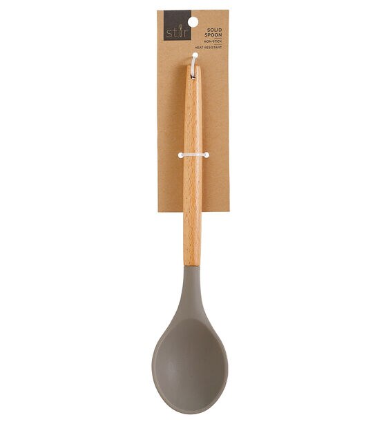 Gray Silicone Ladle With Wood Handle