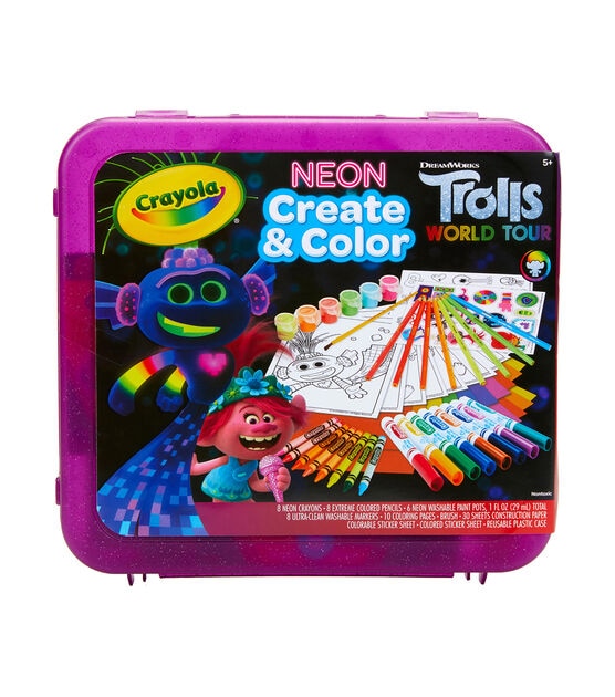 COLORING TROLLS WITH CRAYOLA COLORING KIT 200 MARKERS CRAYONS 