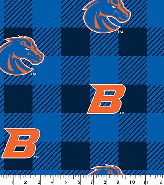 Boise State University Broncos Fleece Fabric Buffalo Check