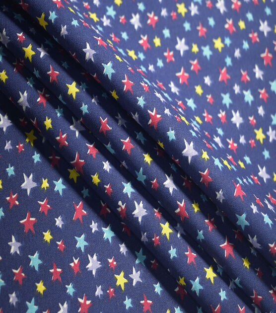 Colored Stars on Blue Quilt Cotton Fabric by Quilter's Showcase, , hi-res, image 3