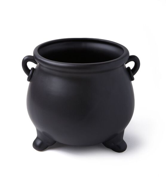 12" Halloween Black Ceramic Cauldron by Place & Time