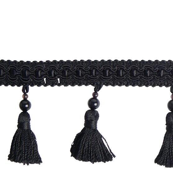 1 Black Gold Tassel Fringe Trim Braided Loops Home Decor Curtains Pillows  Lampshade Dance Costumes TT102