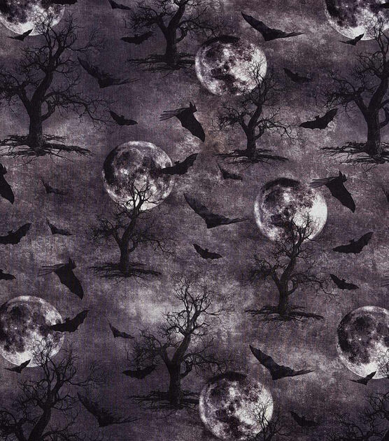 Purple Moonlite Sky Halloween Cotton Fabric