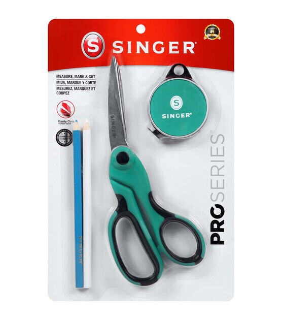 Singer 3PC Teal ProSeries Measure Mark Cut Sewing Tool Set - Sewing Fabric Scissors & Fabric Shears - Sewing Supplies