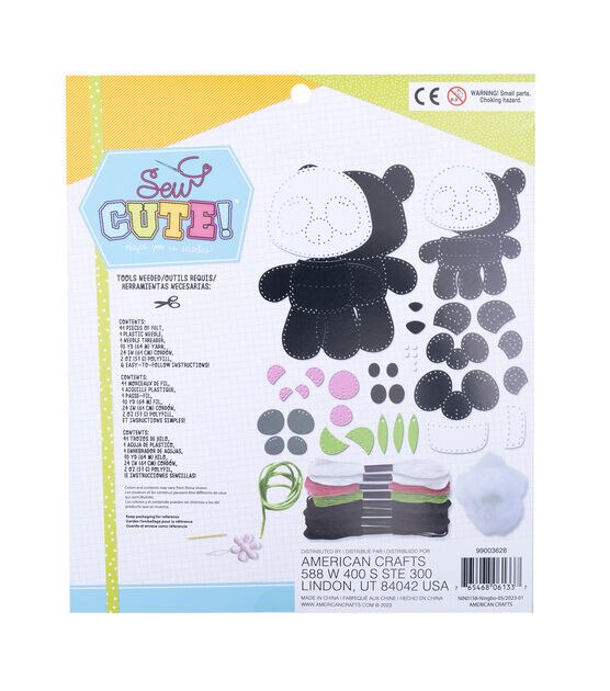 American Crafts 54pc Kids Sew Cute Bear & Cub Softie Kit, , hi-res, image 2