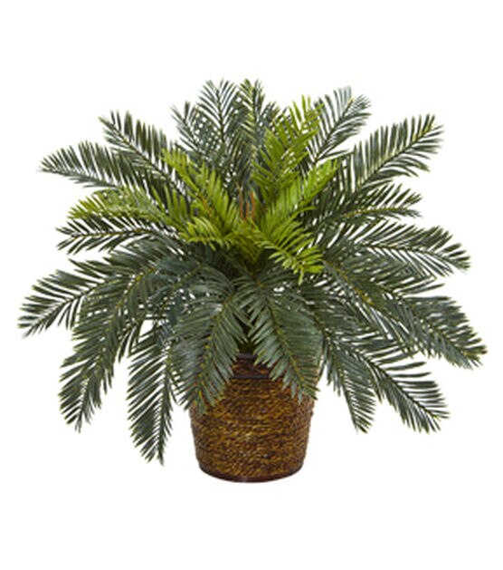 Nearly Natural 15in. Cycas Artificial Plant in Basket