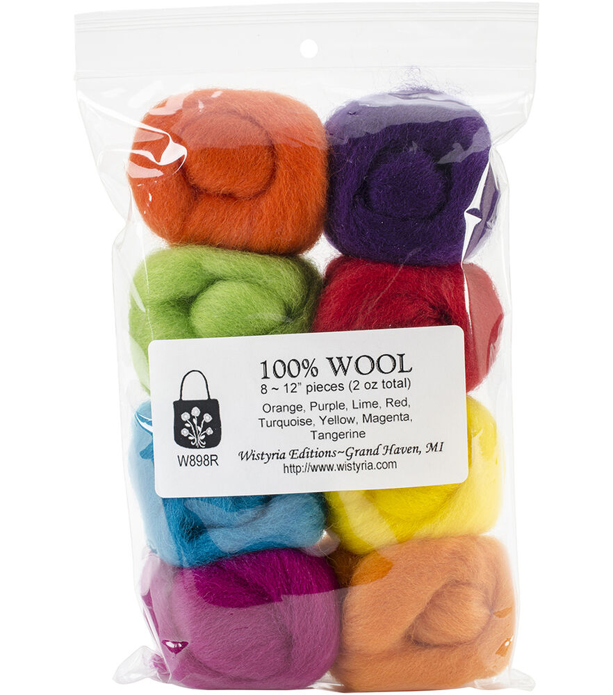 Wistyria Editions Wool Roving 12 inch .25oz 8/Pkg-Fiesta