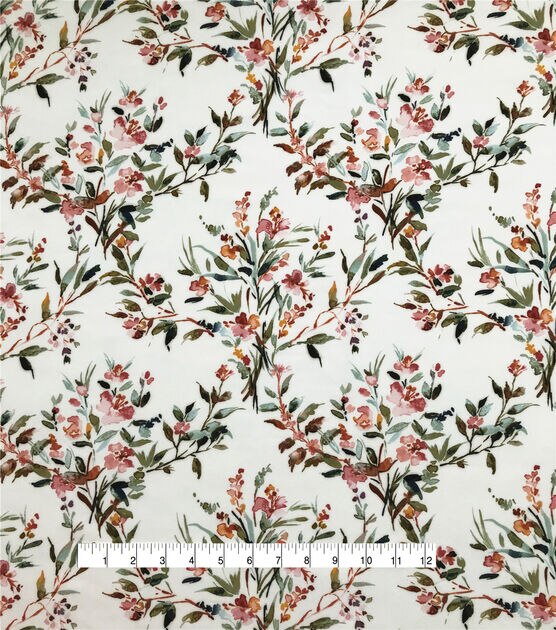 Off-White Pure Linen Multi Color Floral Printed Fabric