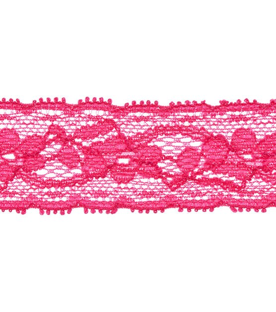 Hot Pink Stretch Lace Trim 1 1/4