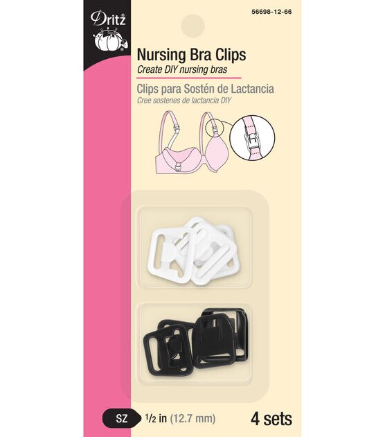 Nursing Bra Clasps for 20mm Elastic - Black or White - per Pair