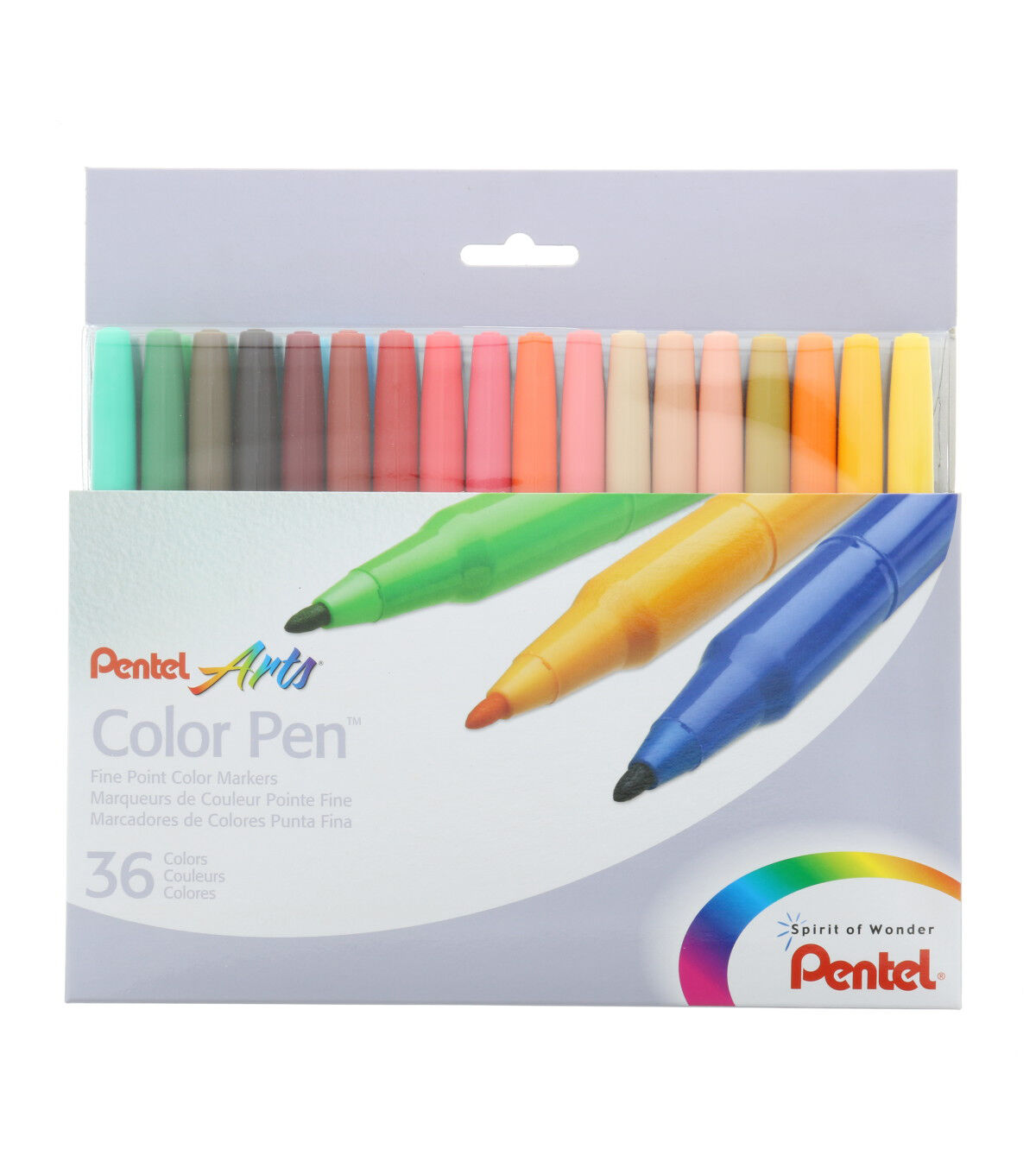 Pentel Arts Color Pen Fine Point Color Markers 36 Pkg Assorted Colors