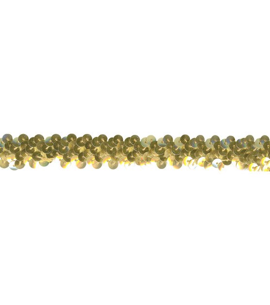 Simplicity Trim, Gold 1 1/8 inch Stretch Elastic Sequin Trim Great for  Apparel, Home Decorating, and Crafts, 3 Yards, 1 Each