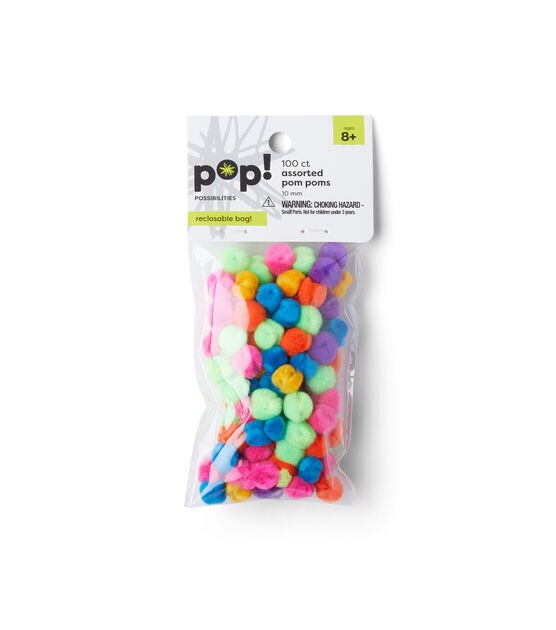 Pom-Poms 10mm 100/PKG White