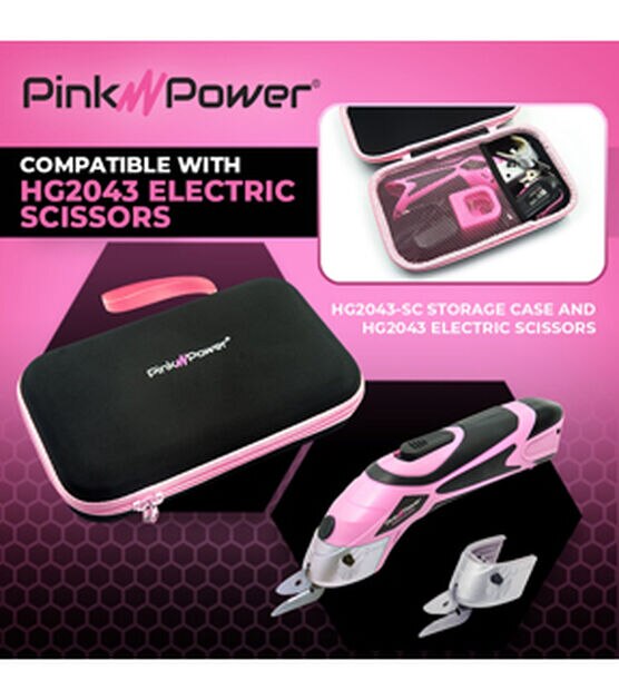 Pink Electric Cordless Scissors Fabric Cutter With Storage Case