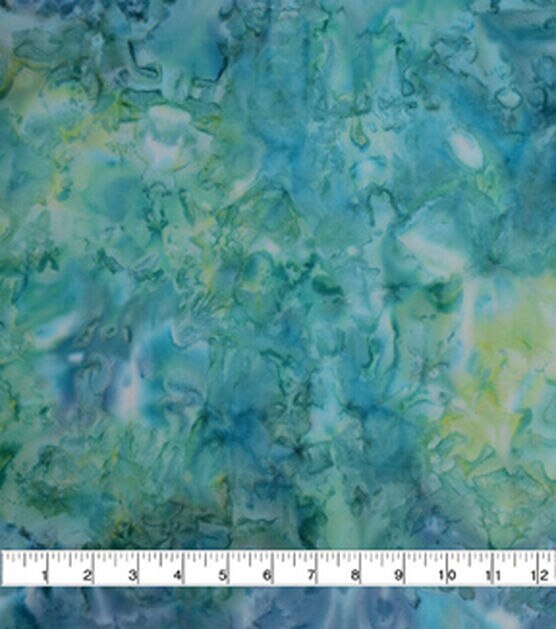 Blue Green Tie Dye Batik Cotton Fabric