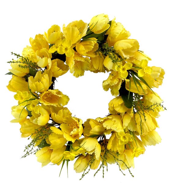 23" Spring Yellow Tulip Wreath by Bloom Room