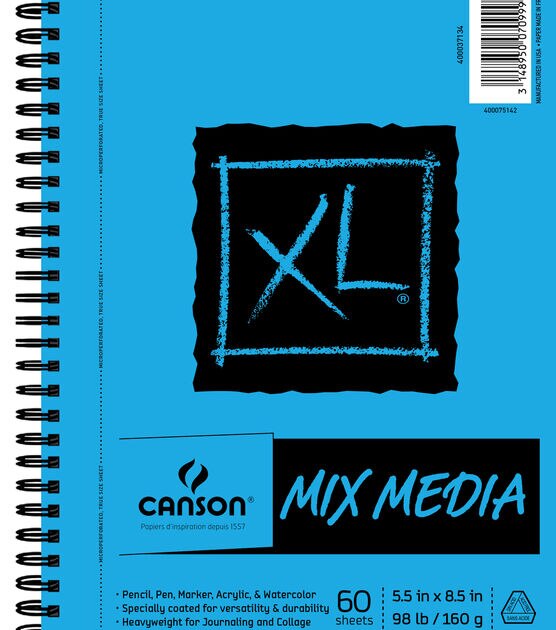  Canson XL Series Mixed Media Pad, Side Wire, 5.5x8.5