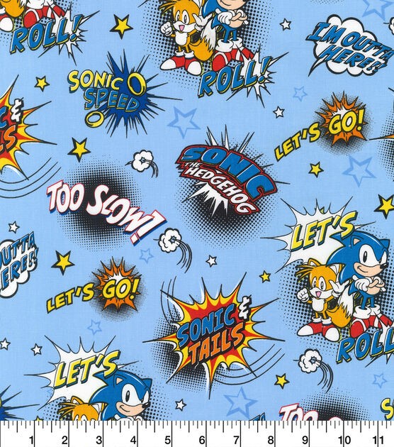 Robert Kaufman Sonic the Hedgehog Cotton Fabric Rings Tossed