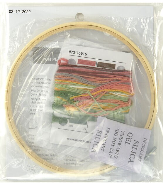 Dimensions Cat Floral Basic Embroidery Kit 6' Hoop