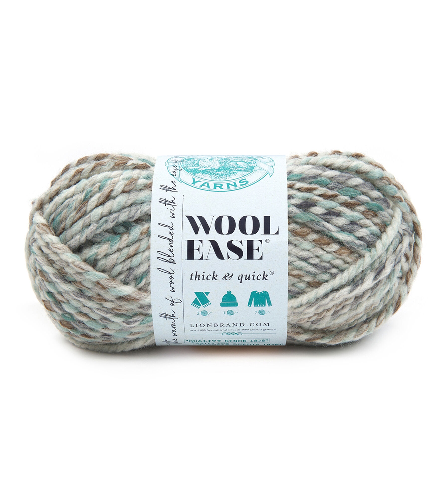 Lion Brand Wool Ease Thick & Quick Super Bulky Acrylic Blend Yarn, Seaglass, hi-res