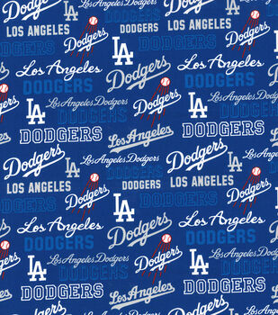 Los Angeles Dodgers Cotton Fabric Mascot Logo - 2 Yrds