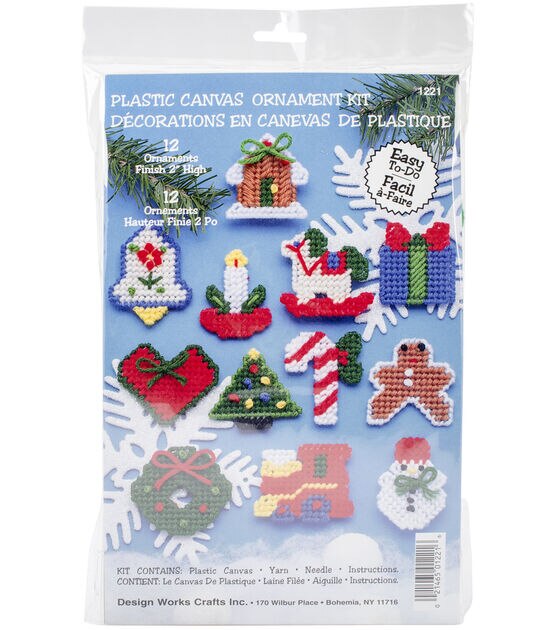 Design Works 2" Country Christmas Ornament Plastic Canvas Kit 12ct