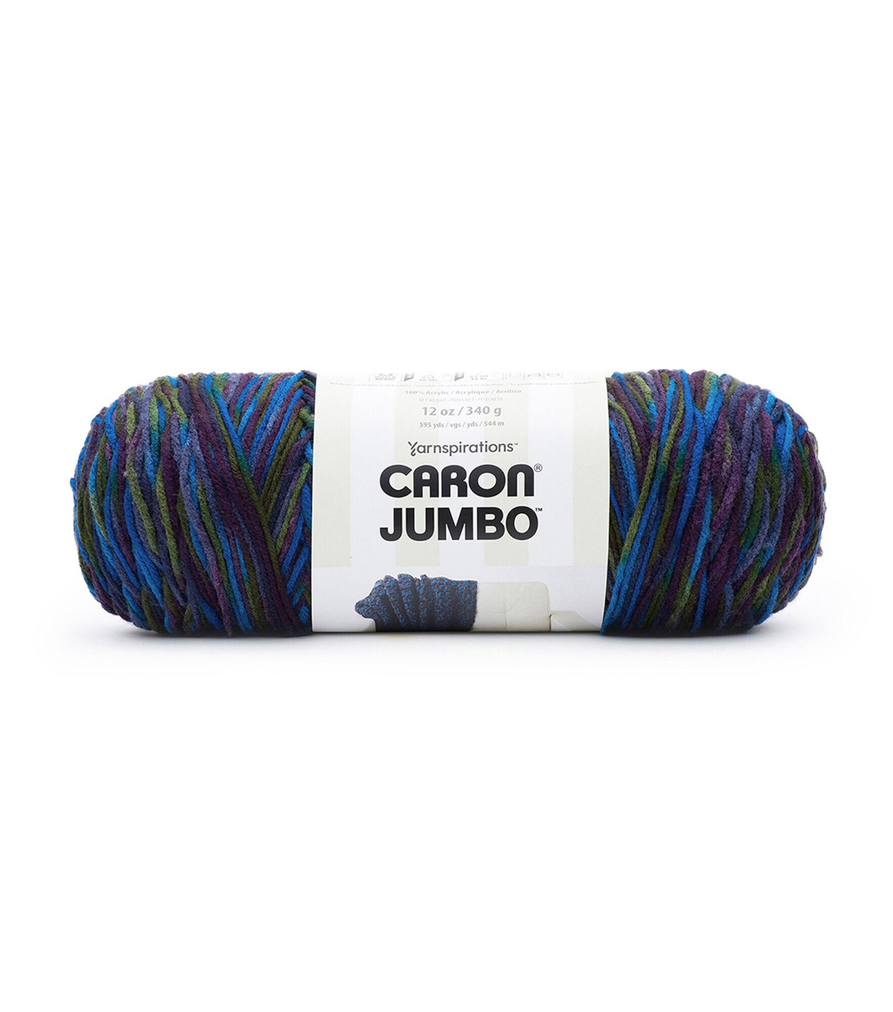 Caron Jumbo Print 595yds Worsted Acrylic Yarn, Peacock, hi-res