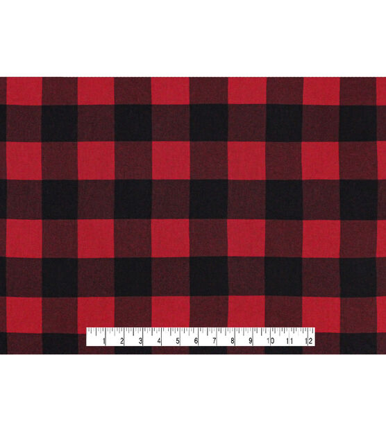Buffalo Plaid - Black & Red - Cotton FLANNEL Fabric