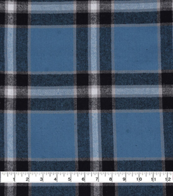 Dusty Blue Plaid Brushed Cotton Shirting Fabric | JOANN