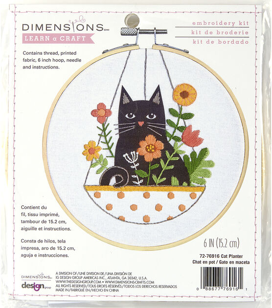 Black cat embroidery kit