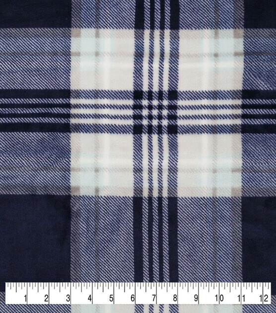 Sew Lush Fleece Fabric Navy & Blue Plaid | JOANN