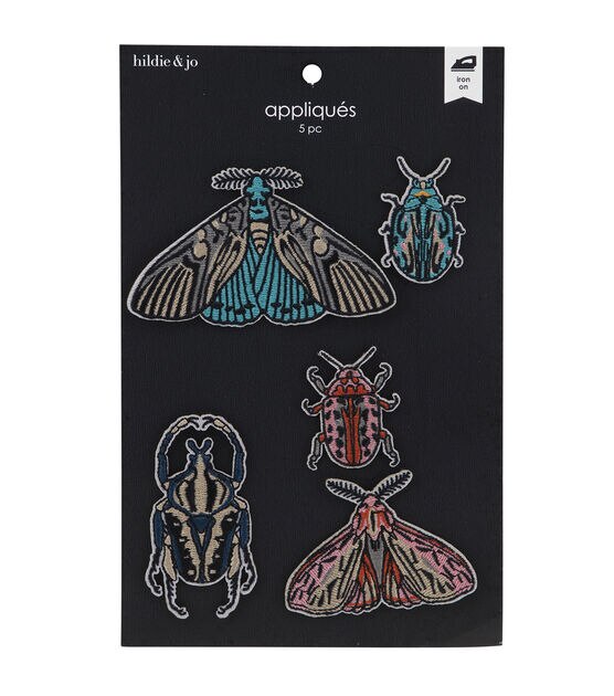 5ct Moth & Beetle Iron On Patches by hildie & jo