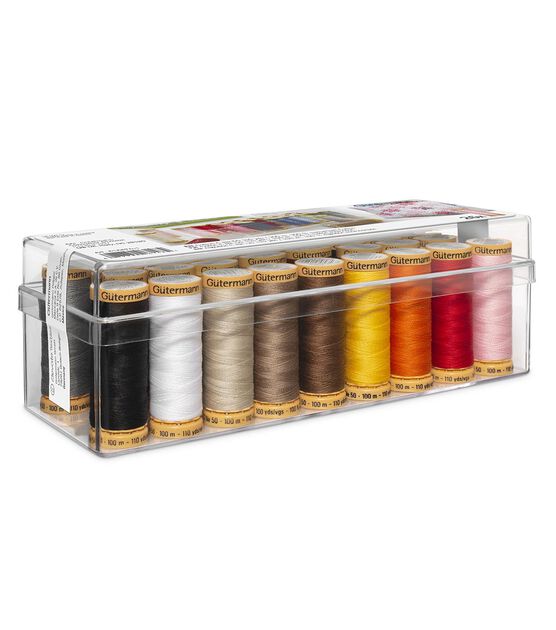 GUTERMANN SEWING THREAD SET - COTTON 30 - 5 X 300M REELS - COLOUR 1  YELLOW/RED – Little Legs Fabrics