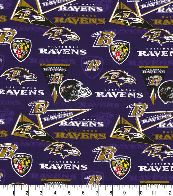 Fabric Traditions Baltimore Ravens Cotton Fabric Retro (2 Yards Min.) - Team Cotton Fabric - Cotton Fabric - Fabric